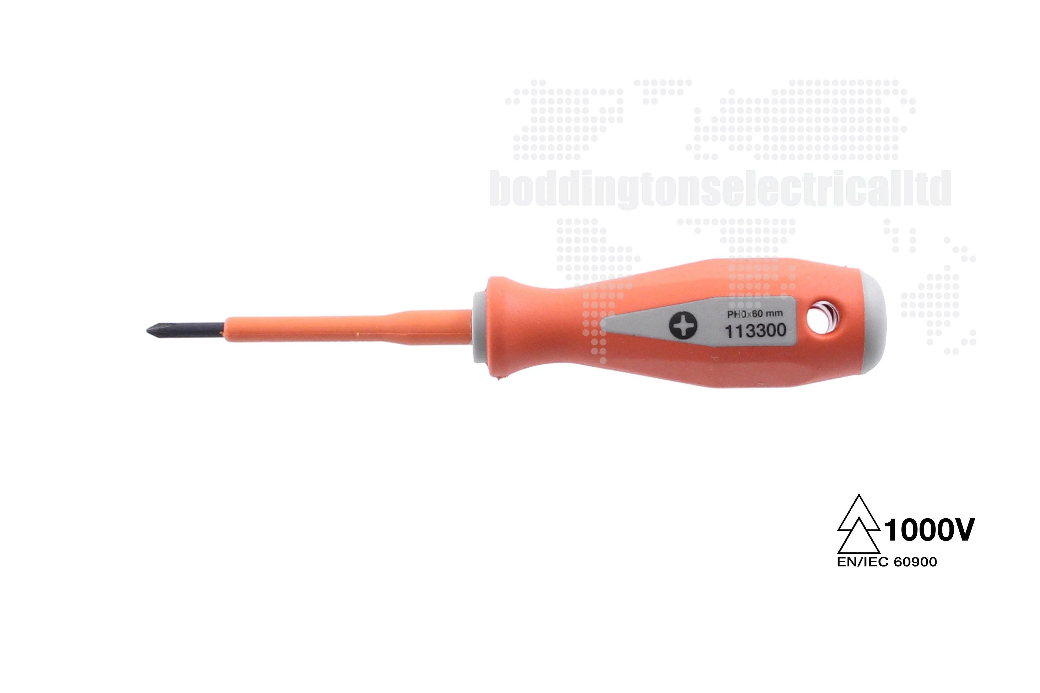 Boddingtons Electrical Insulated Phillips Screwdriver, PH0, 60mm Blade Length, 145mm Length 113300