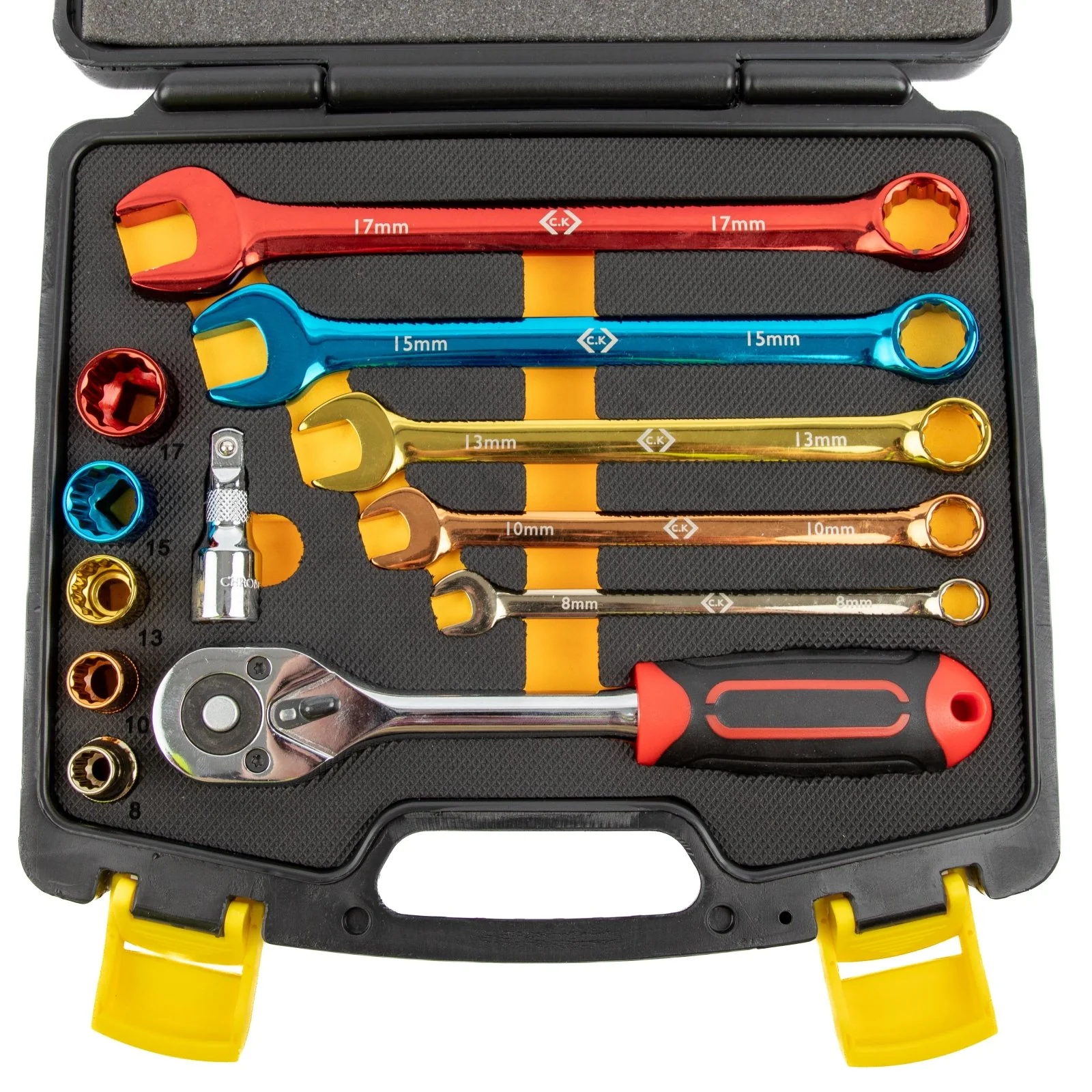 C.K Tools Coloured SureDrive 3/8in Socket & Spanner Set 12pc