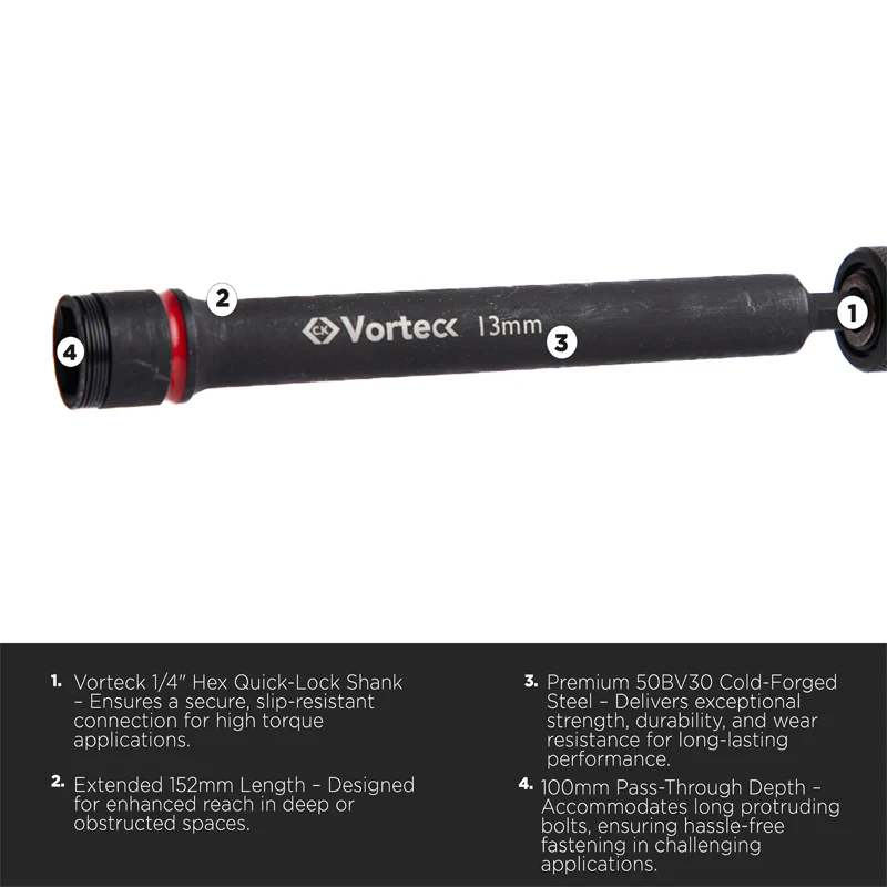 C.K Tools T4530 Vorteck Extra Deep Nut & Bolt Driver / Setter 10mm-19mm - Image 2