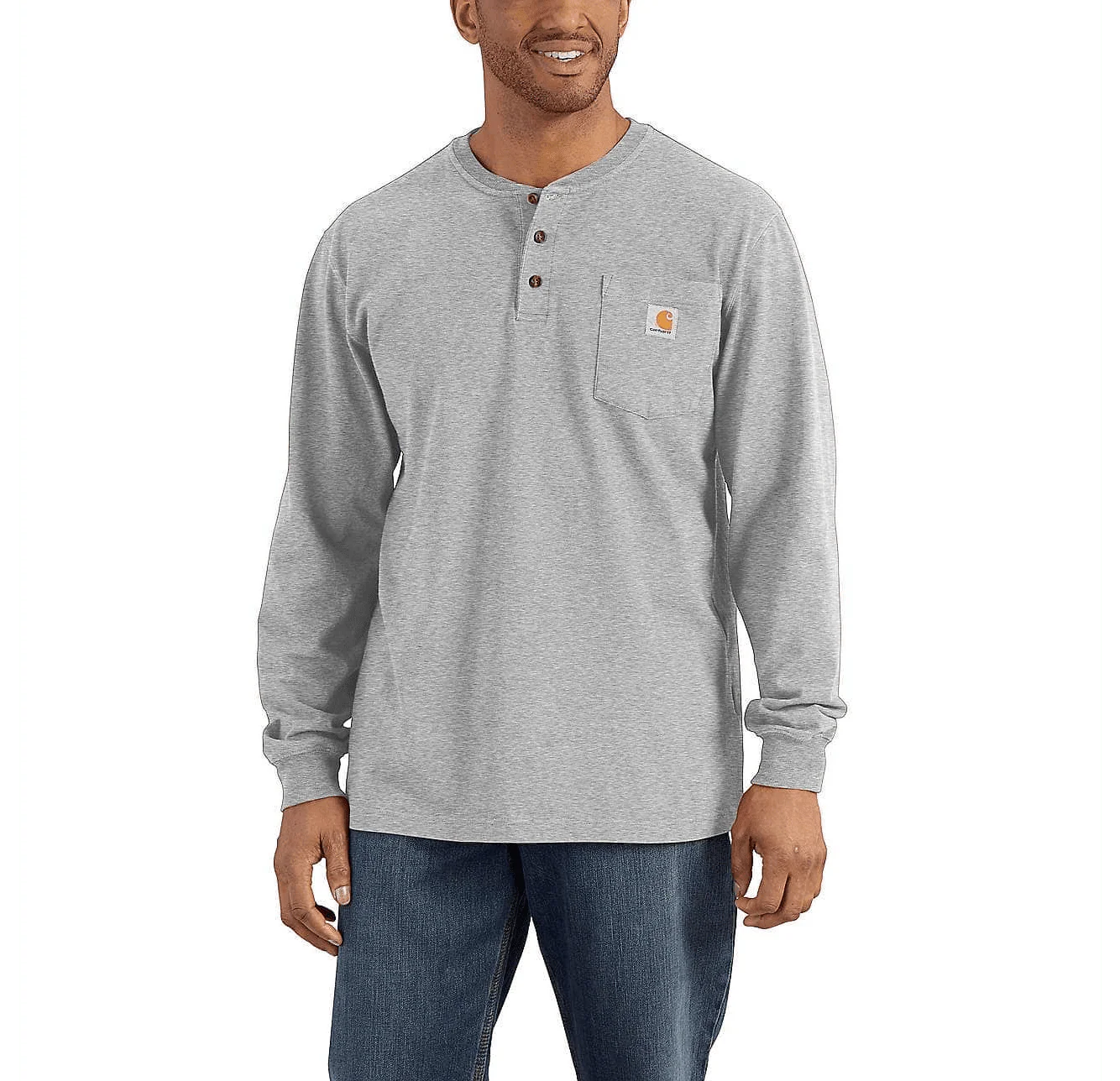 Carhartt Loose Fit Heavyweight Long-Sleeve Pocket Henley T-Shirt - Image 3