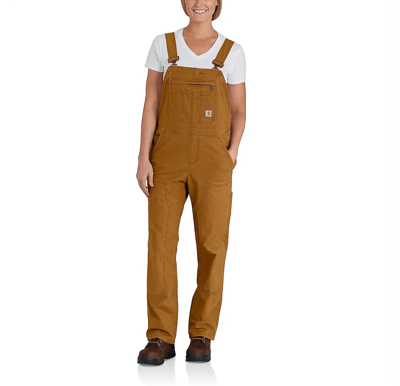 Carhartt Women's Rugged Flex Loose Fit Canvas Bib Overall Carhartt Brown