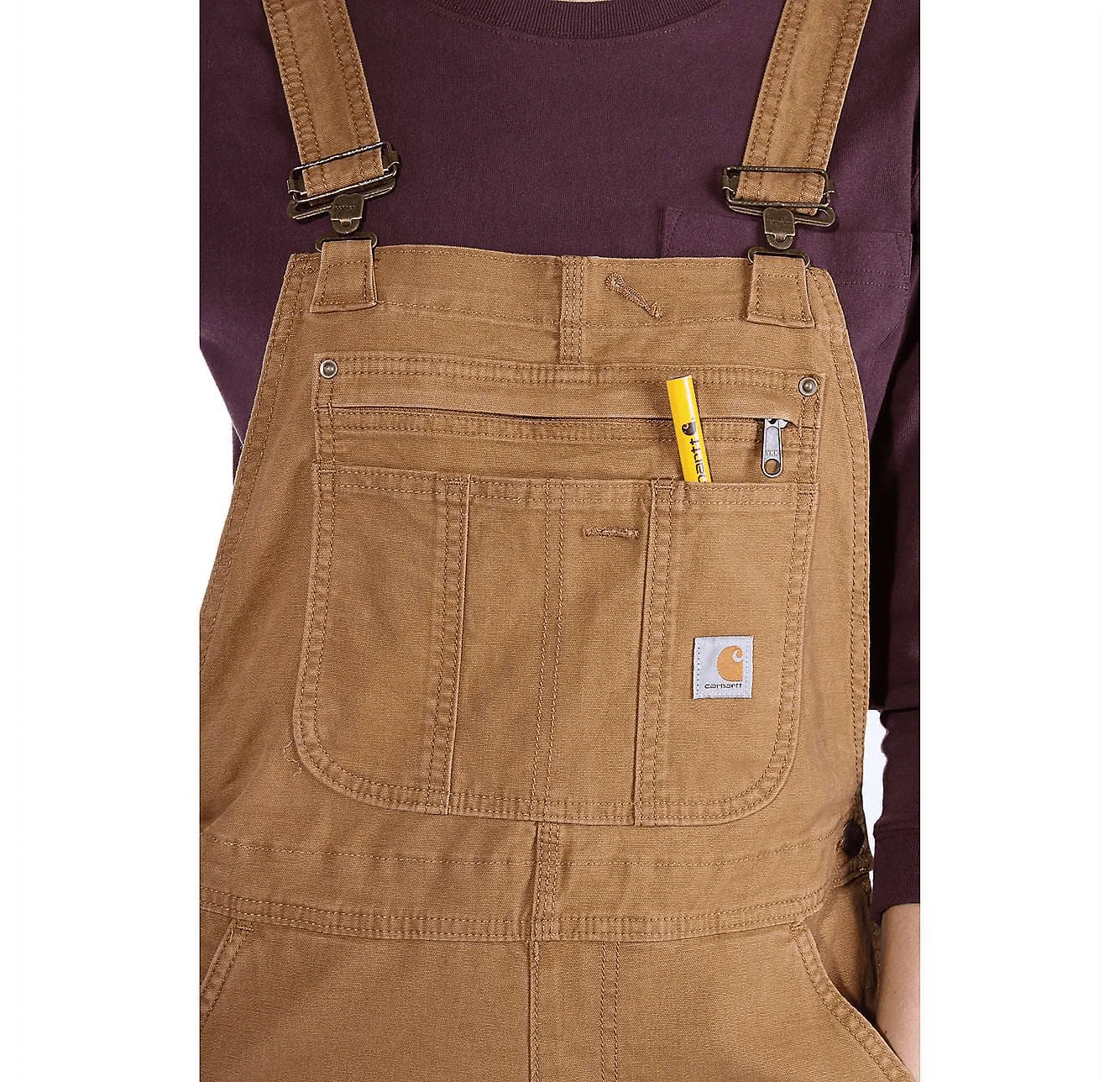 Carhartt Women's Rugged Flex Loose Fit Canvas Bib Overall Carhartt Brown - Image 2