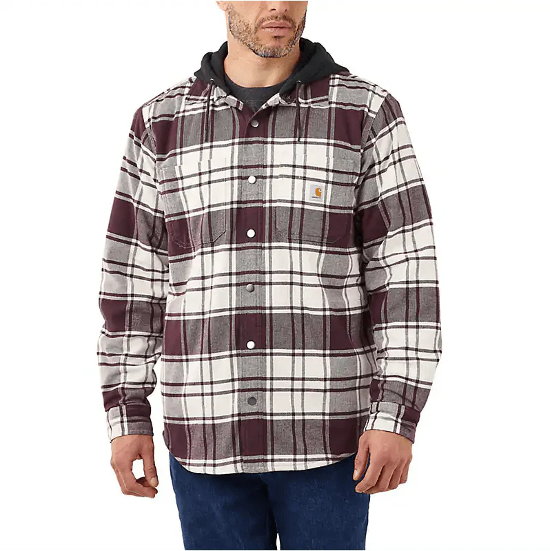 Carhartt Rugged Flex Relaxed Fit Flannel Fleece Lined Hooded Shirt Jacket - Image 3