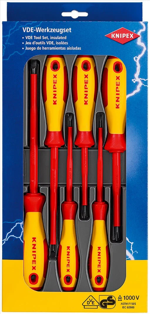 KNIPEX 00 20 12 V01 6 Piece VDE Slotted & Phillips Screwdriver Set