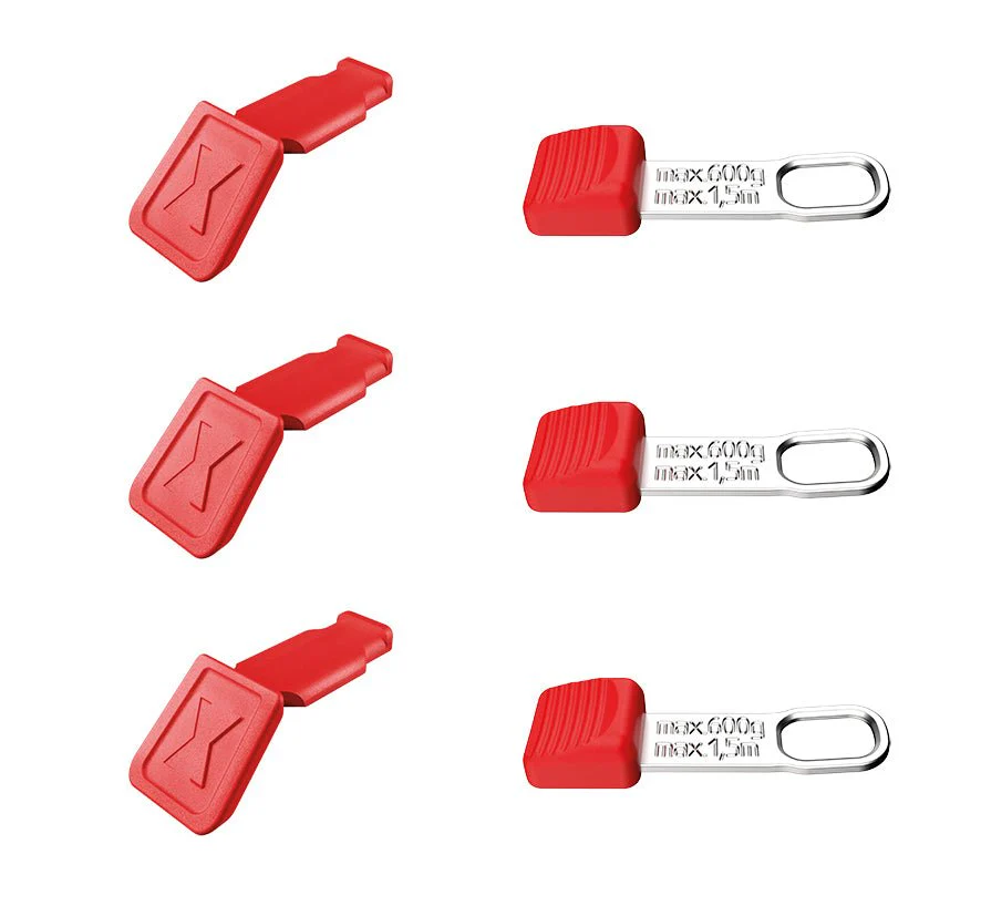 KNIPEX 00 63 06 TCR TetheredTool Clips + ColorCode Clips red, 3 pieces each-122 mm