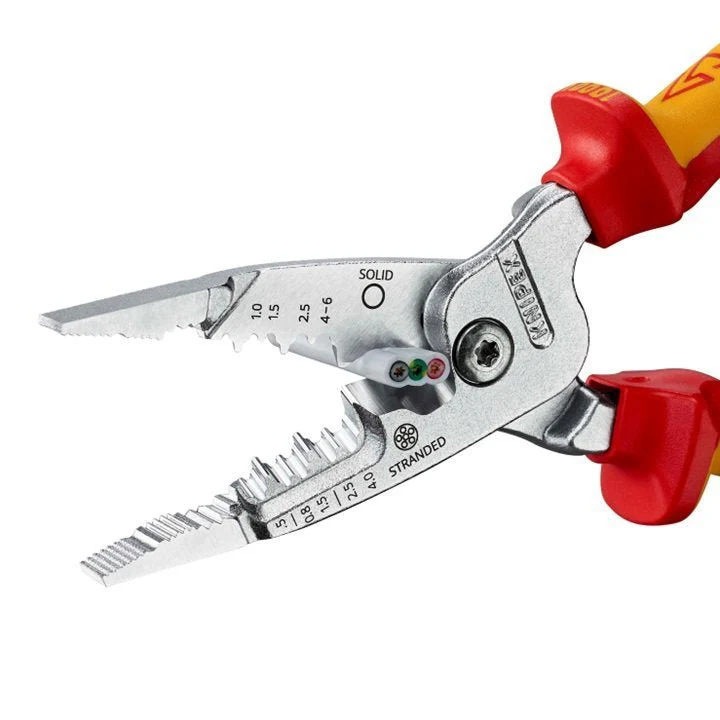 KNIPEX 13 76 200 ME VDE Insulated Chrome Plated Metric Wire Stripper Multi-Component Grips 200mm - Image 2