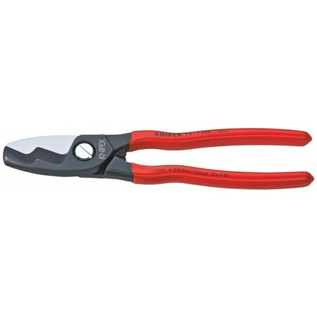 KNIPEX Cable Shears with twin cutting edge plastic coated burnished 200 mm Ø 20 mm / 70 mm²