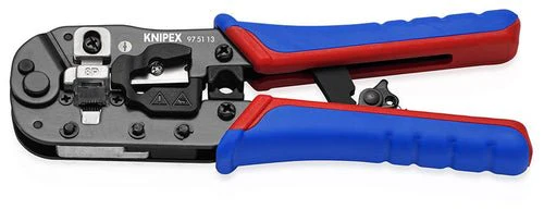 KNIPEX Crimping Pliers for RJ45 Western Plugs with Multi Component Grips - 97 51 13