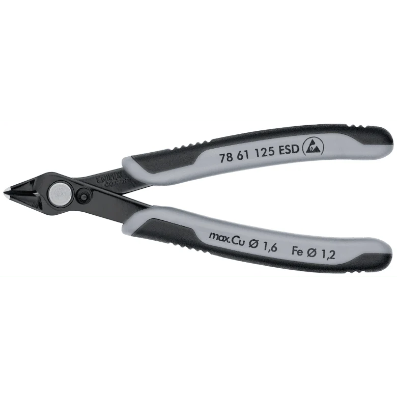 KNIPEX Electronic Super Knips® ESD with multi-component grips burnished 125 mm cutting edges without bevel
