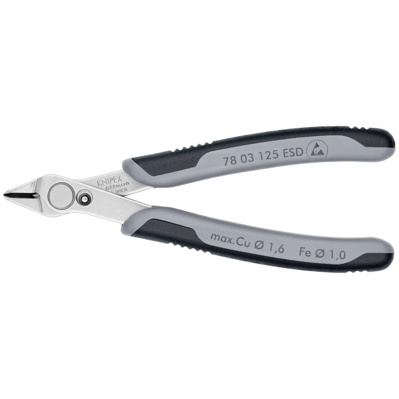 KNIPEX Electronic Super Knips® ESD with multi-component grips polished 125 mm cutting edges without bevel