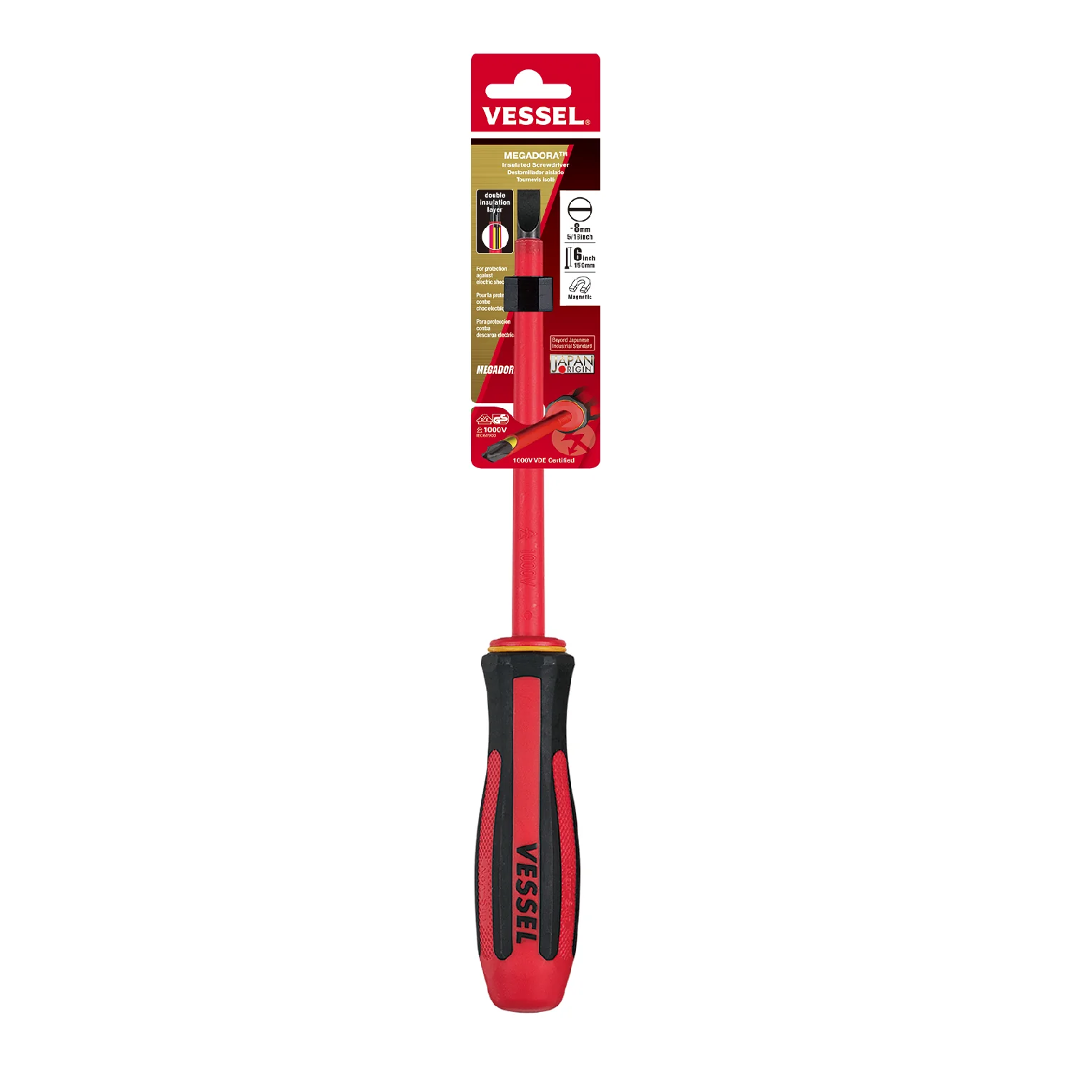 Vessel Megadora Insulated Screwdriver No.960 - 1.2x8x150