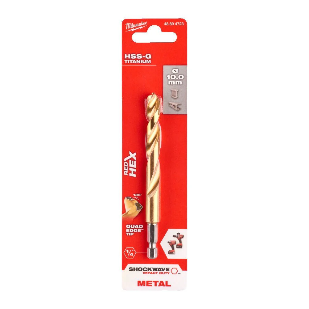 Milwaukee Metal Drill Bit Red Hex Shockwave HSS - Ground Titanium - Image 17