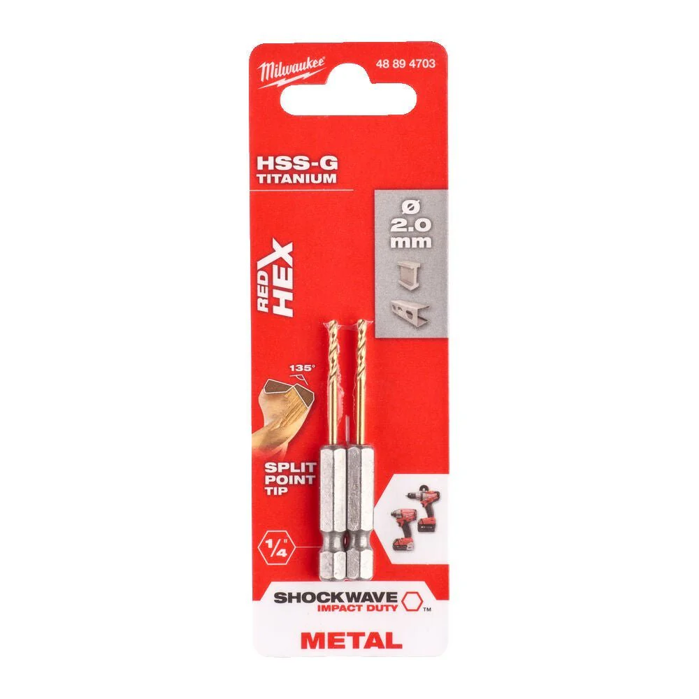 Milwaukee Metal Drill Bit Red Hex Shockwave HSS - Ground Titanium - Image 2
