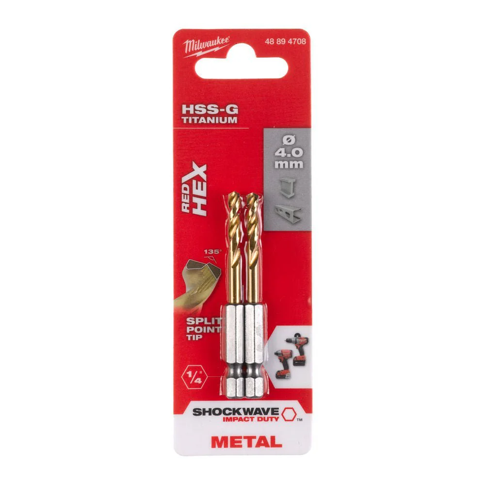 Milwaukee Metal Drill Bit Red Hex Shockwave HSS - Ground Titanium - Image 7