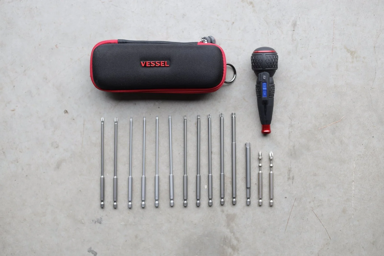 Vessel 220USB Rechargeable Ball Grip Screwdriver Kit – 14-Piece Set with Case