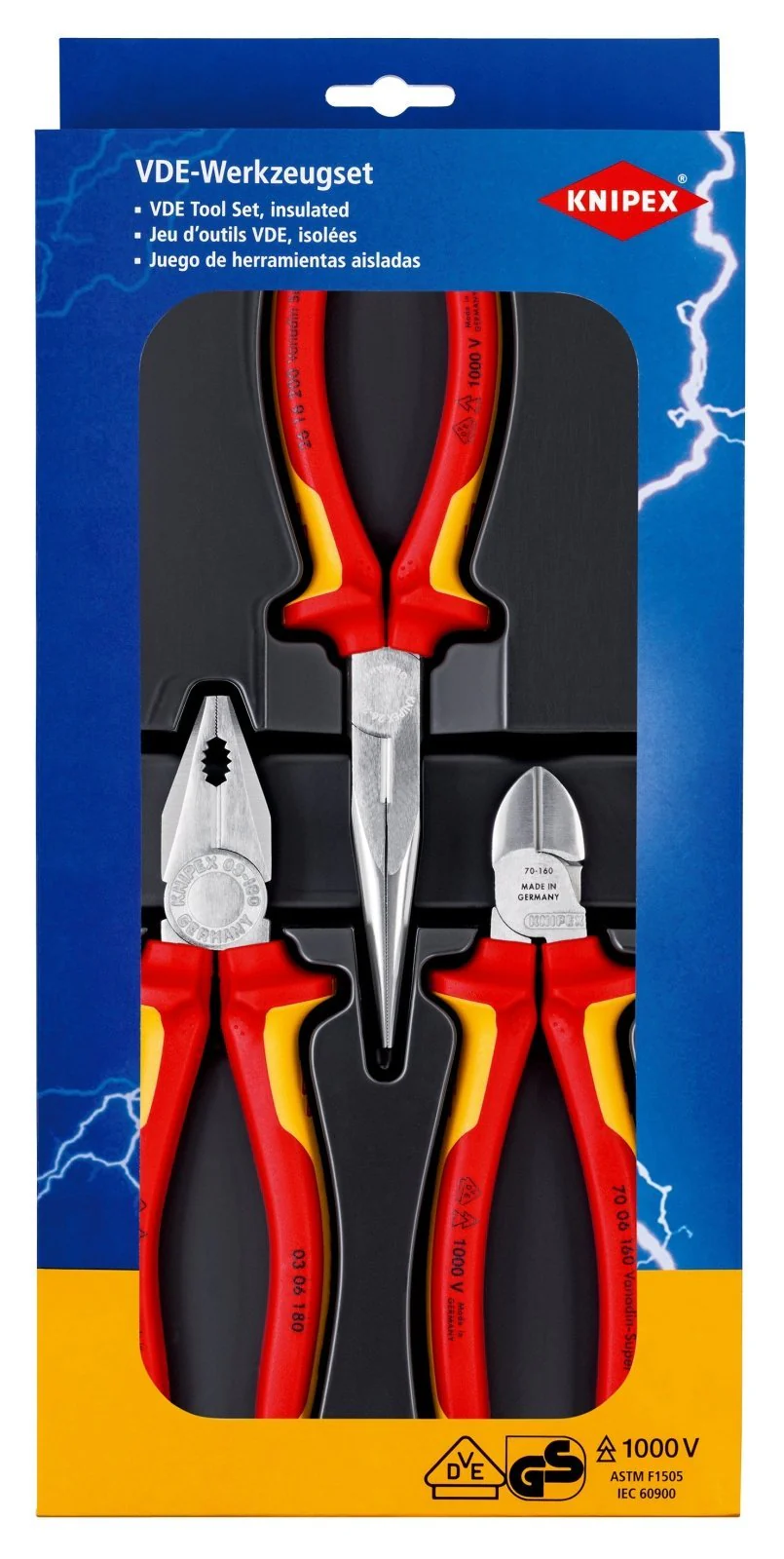 KNIPEX Electro 3 Piece VDE Plier Safety Pack - 00 20 12