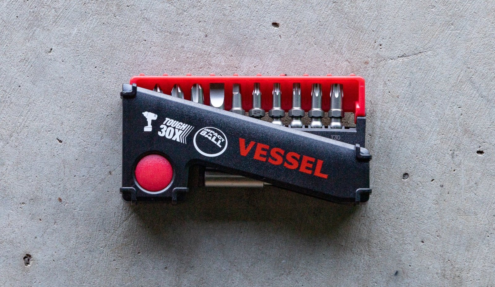 Vessel Set of 10 Torsion Impact Ball Bits + Bit Holder with Philips, Slotted, Square & Torx Bits - Image 2