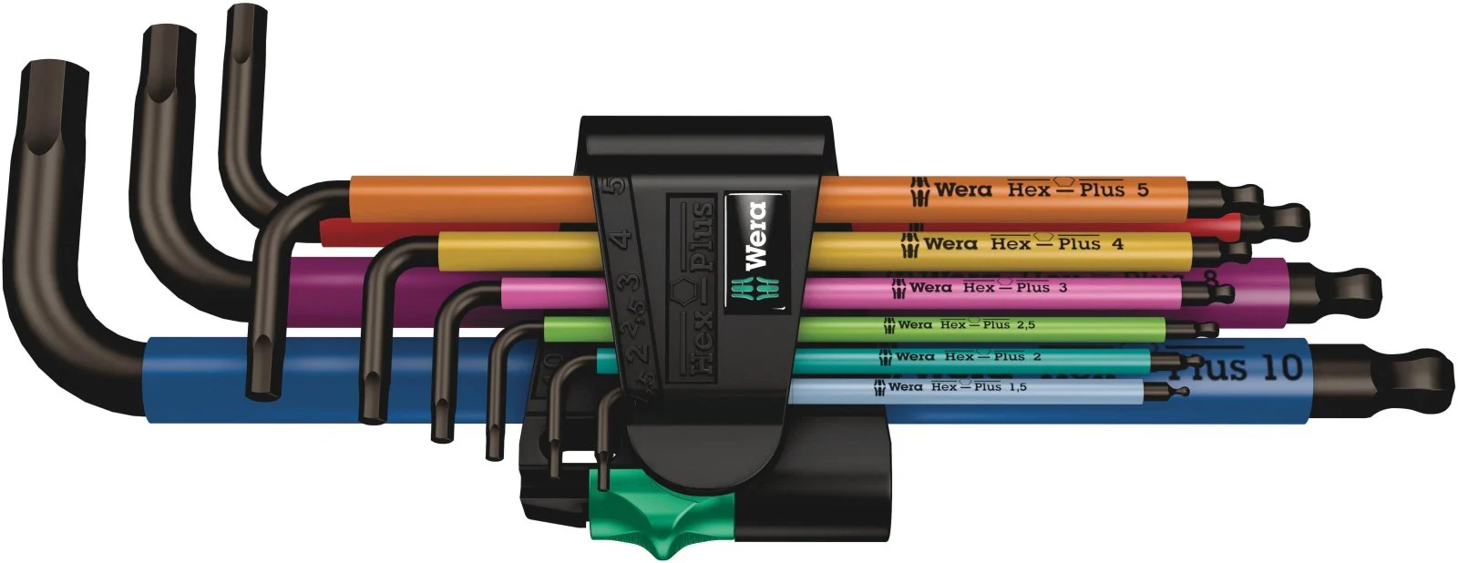 Wera Tools 05073593001 950 SPKL/9 SM N SB BlackLaser 9 Piece Allen Key Set Ball End Colour Coded Metric, 1.5-10mm