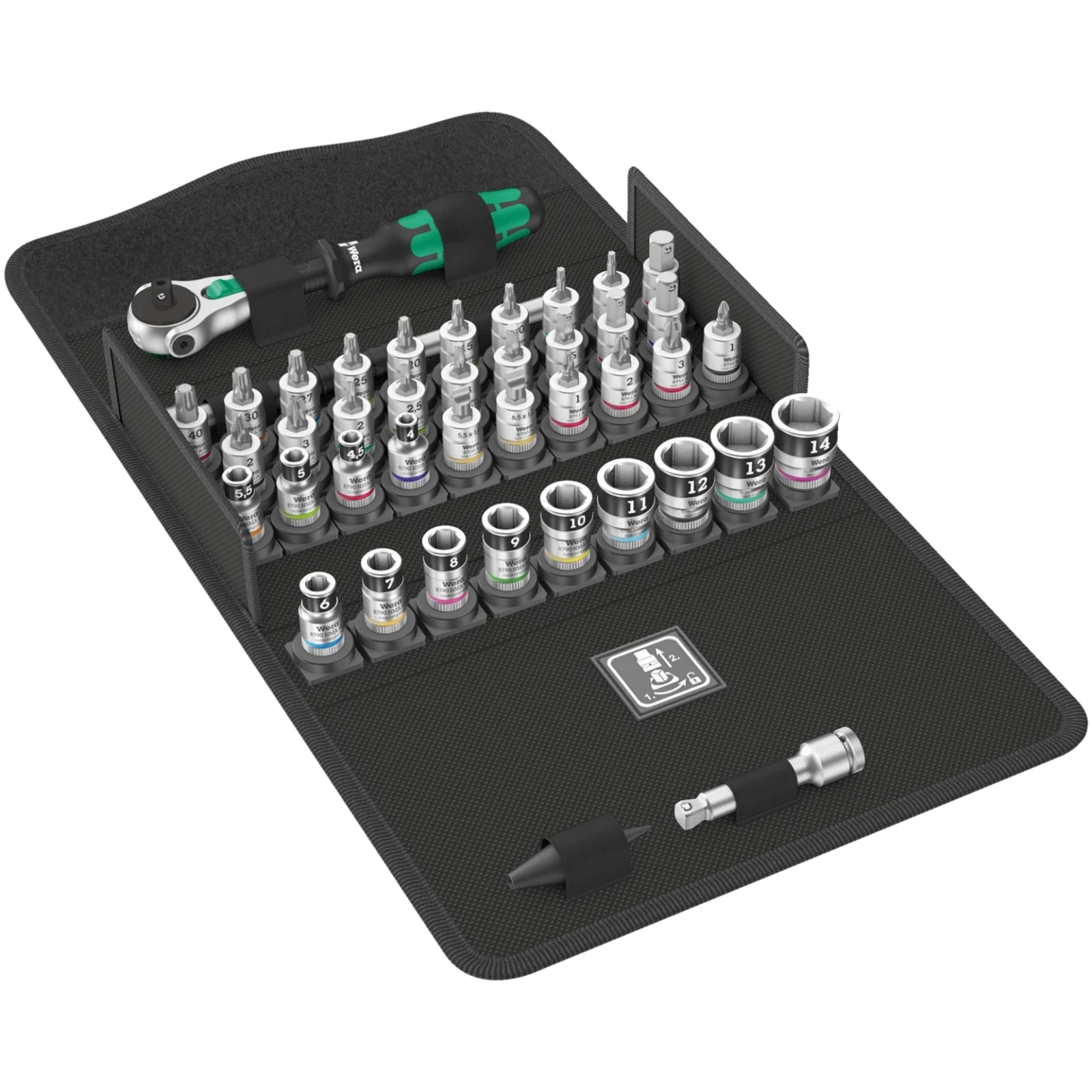 Wera 8100 Sa All-In Zyklop Speed Ratchet Set 1/4 Drive Metric 42Pc