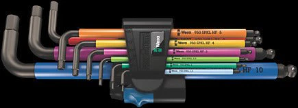 Wera Tools 05022210001 950/9 Hex-Plus Multicolour HF 1 L-key set, metric, BlackLaser, with holding function, 9 pieces