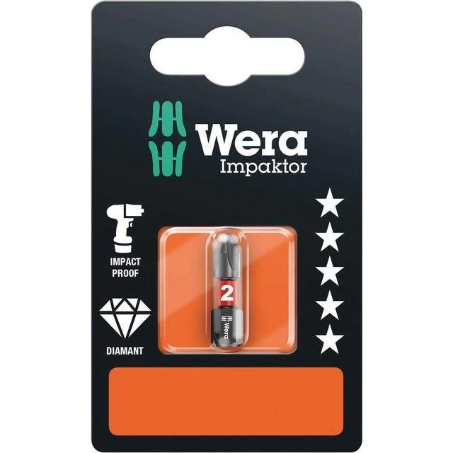 Wera Tools 05073916001 Bits for Phillips Screws Impact 851/1 IMP DC SB 1 x PH 2x25mm